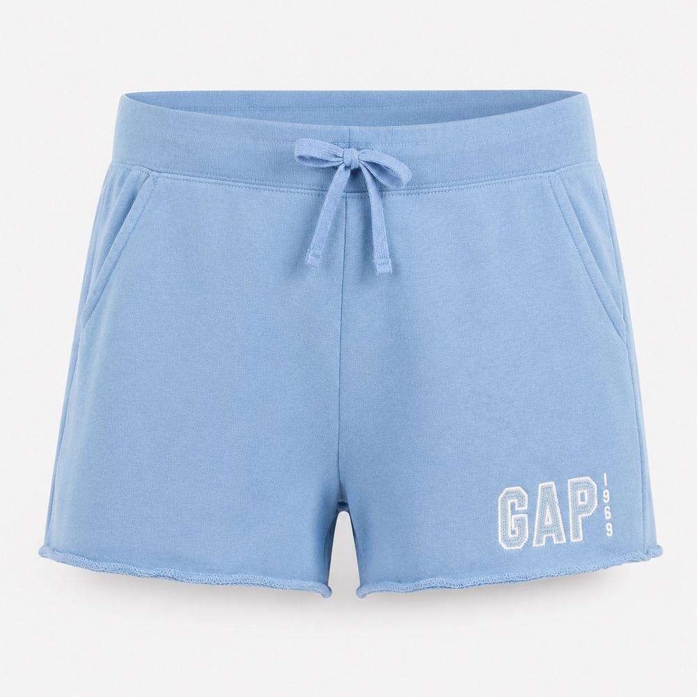 Gap 1969 Logo Fleece Shorts Size L Blue Spellout Y2K Comfy Loungewear Heritage